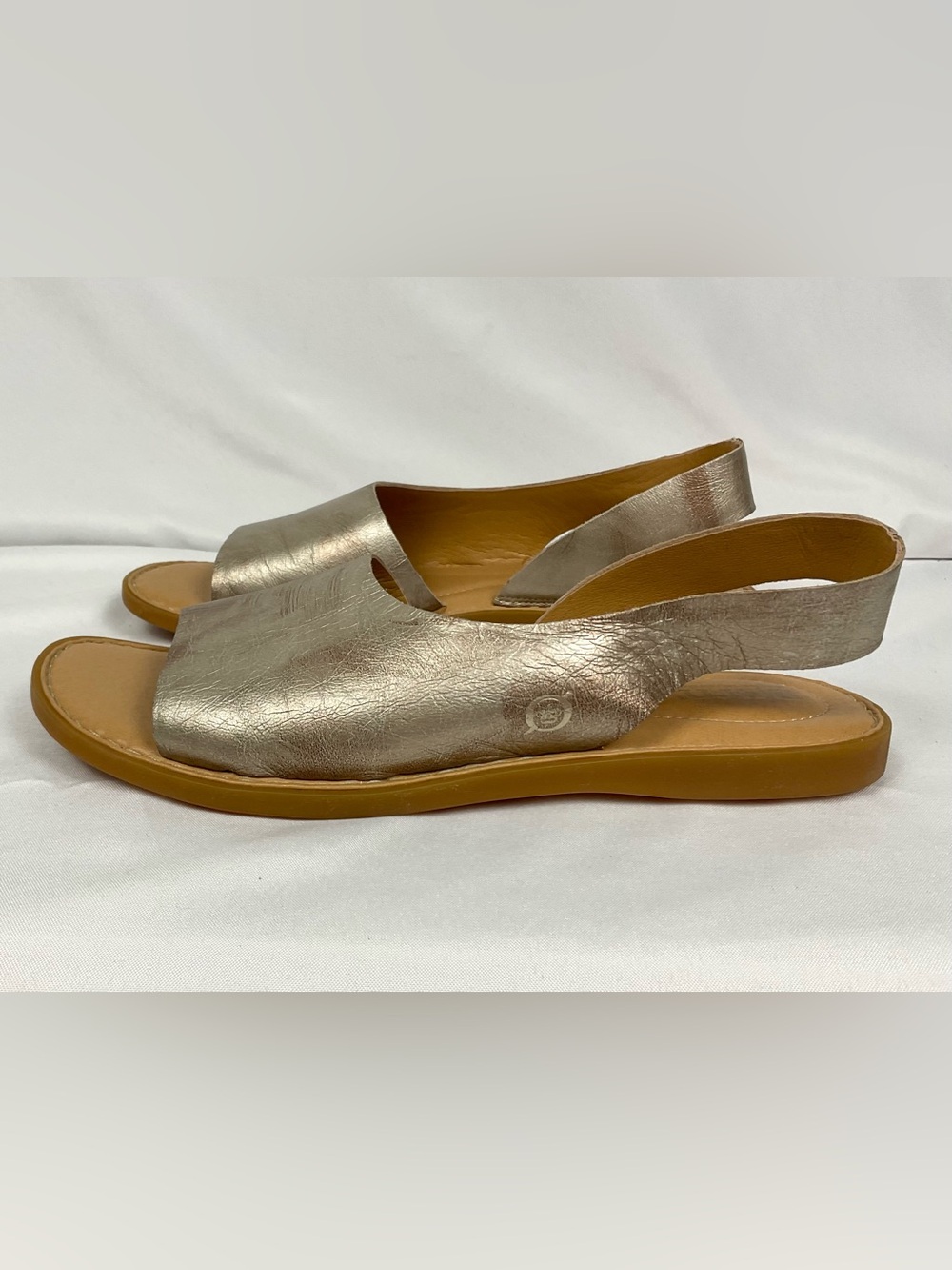 Børn Inlet Metallic Light Gold Leather Slingback Comfort Sandal Flat Sz 9 M